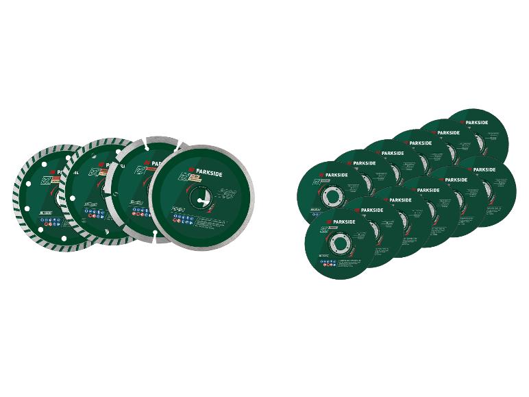 Set aus Trenn- und Schleifscheiben für Metall, Fliesen und Mauerwerk.