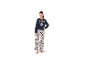 Mädchen-Pyjama mit langen Ärmeln und langer Hose mit Cartoon-Print.