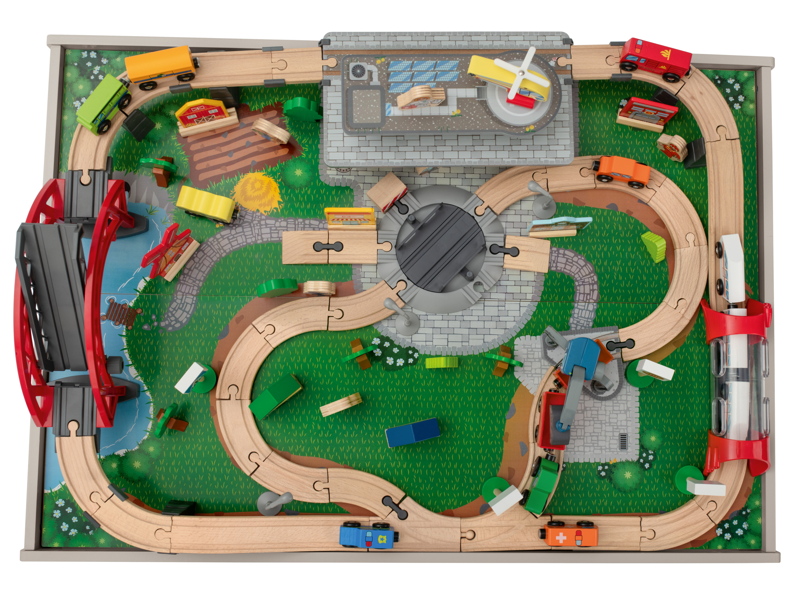 Thumbnail - lupilu® Holzeisenbahn Spieltisch, 100-teilig