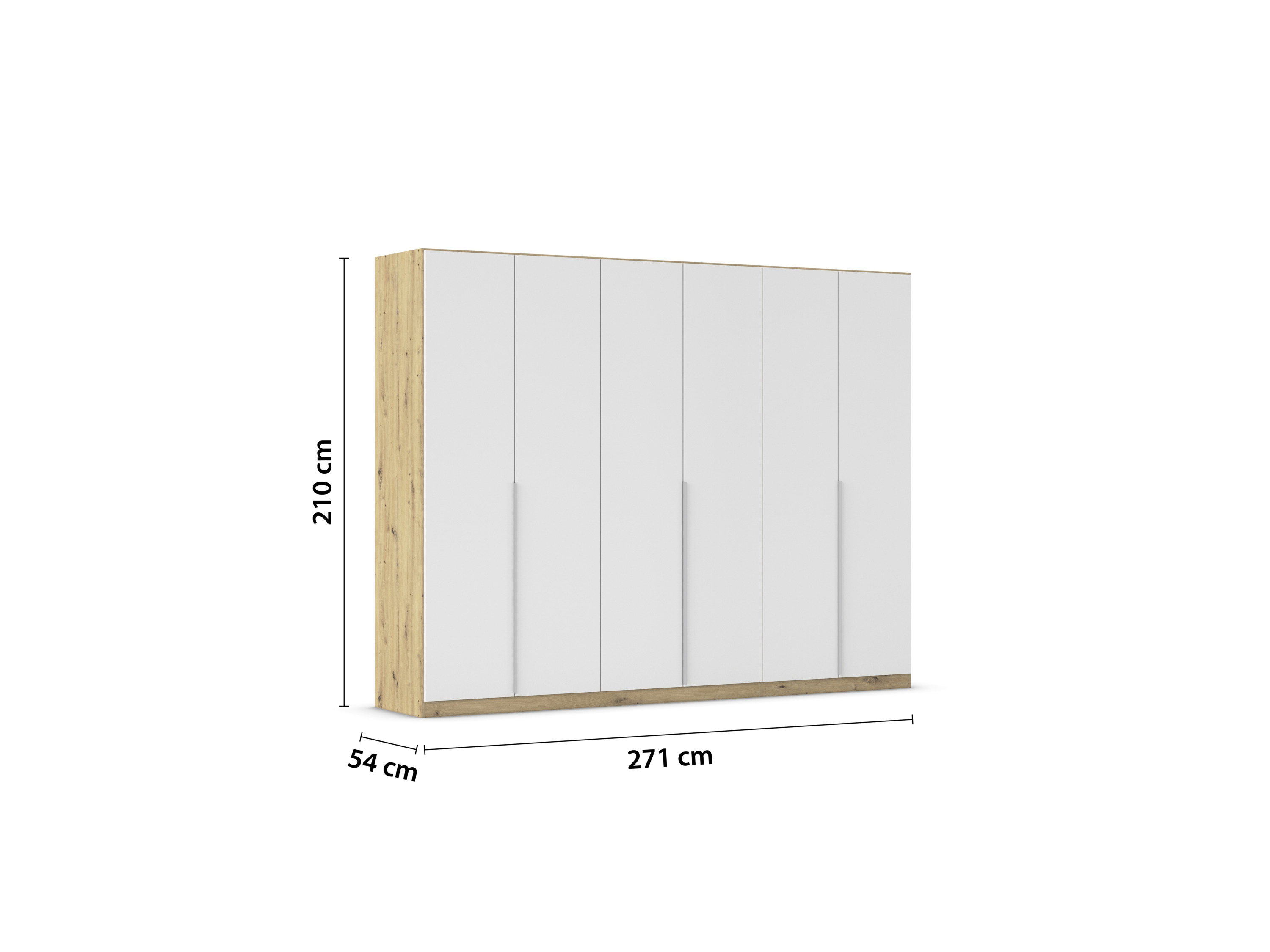 RAUCH ORANGE Drehtürenschrank Alabama (Premium-Zubehör, Weiß/Eiche Artisan, Griffe Alu, 271 x 210 cm) – Bild 4 von 4