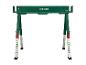 PARKSIDE grüne Sägebock mit verstellbaren Beinen und roten Verriegelungsmechanismen.