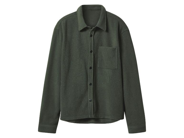 Dunkelgrüne Fleecejacke mit Knöpfen und Brusttasche