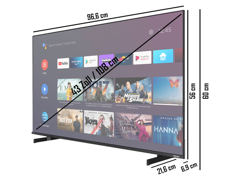 TOSHIBA Zoll Fernseher 43 Smart UHD 4K »43UA5D63DGY« TV