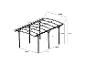 Carport mit gewölbtem Dach, Maße 5050mm x 3000mm, Höhe 2390mm.
