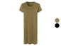 Einfaches T-Shirt-Kleid in Khaki und Schwarz.
