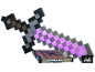 Spielzeug-Pixelschwert mit lila Licht auf einem Ständer