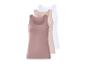 3er-Pack Damen-Tanktops in Rosa, Beige und Weiß.