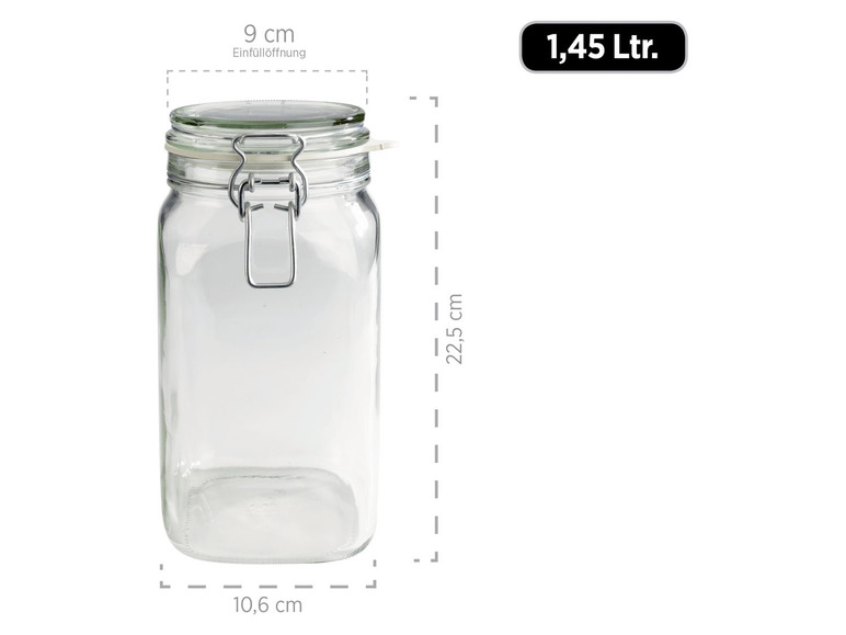 Ein Glas mit Clipverschluss, 1,45 Liter.