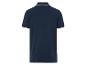 Marineblaues Poloshirt mit kontrastierenden Kragen.