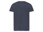 Ein dunkelblaues T-Shirt mit kurzen Ärmeln.