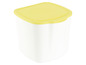 Weiße Aufbewahrungsbox mit gelbem Deckel