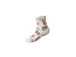 Weißer Socken mit einem Muster aus bunten, illustrierten Leoparden.