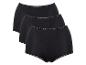 3er-Pack schwarze Baumwollslips mit Spitzenbesatz