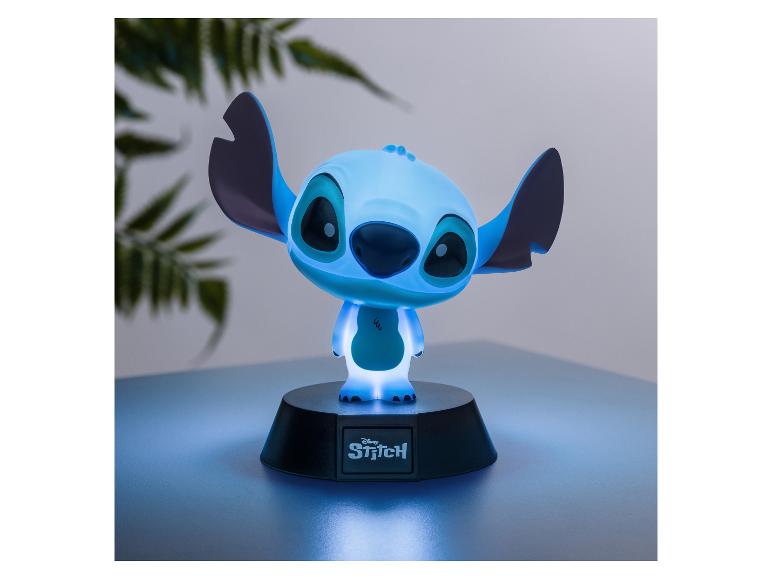 Leuchtfigur Stitch von Disney auf einem schwarzen Sockel.