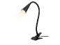 Schwarze Schreibtischlampe mit Klemme und flexiblem Arm, leuchtend
