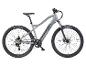 Graues E-Mountainbike mit schwarzen Reifen und Komponenten