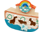 Hölzerne Arche Noah mit Tieren und Regenbogenrad
