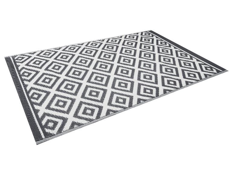 Grau-weißer Outdoor-Teppich mit geometrischem Muster