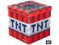 Würfelförmige Aufbewahrungsbox mit rotem und grauem TNT-Blockmuster.