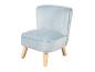 Hellblauer Samtsessel mit Holzbeinen