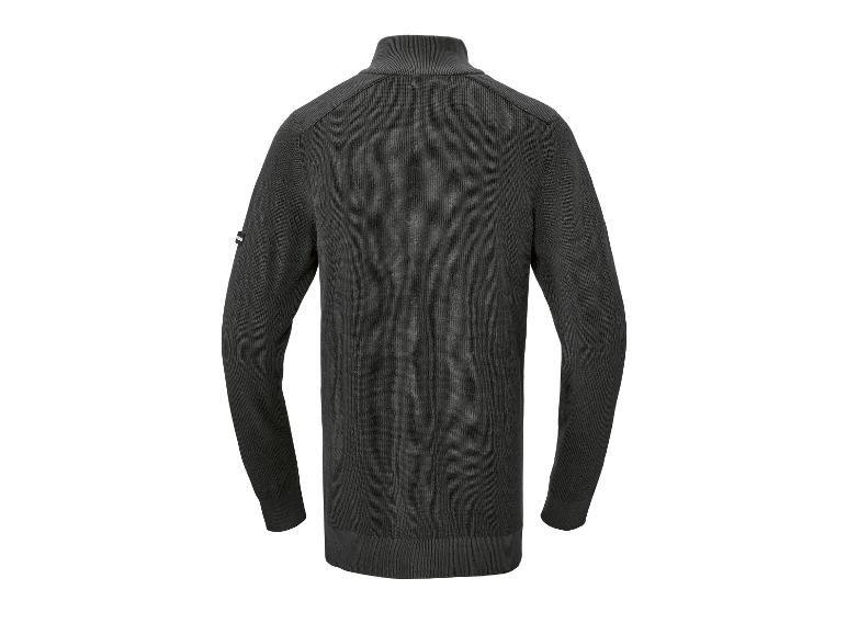 Dunkelgrauer Rollkragenpullover, von hinten gesehen.