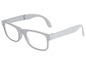 Weiße, faltbare Lesebrille.