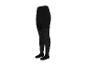 Schwarze Strumpfhose mit Hahnentrittmuster an den Beinen.