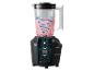 Querschnitt eines Mixers mit rosa Smoothie, zeigt internen Motor und Mixvorgang.