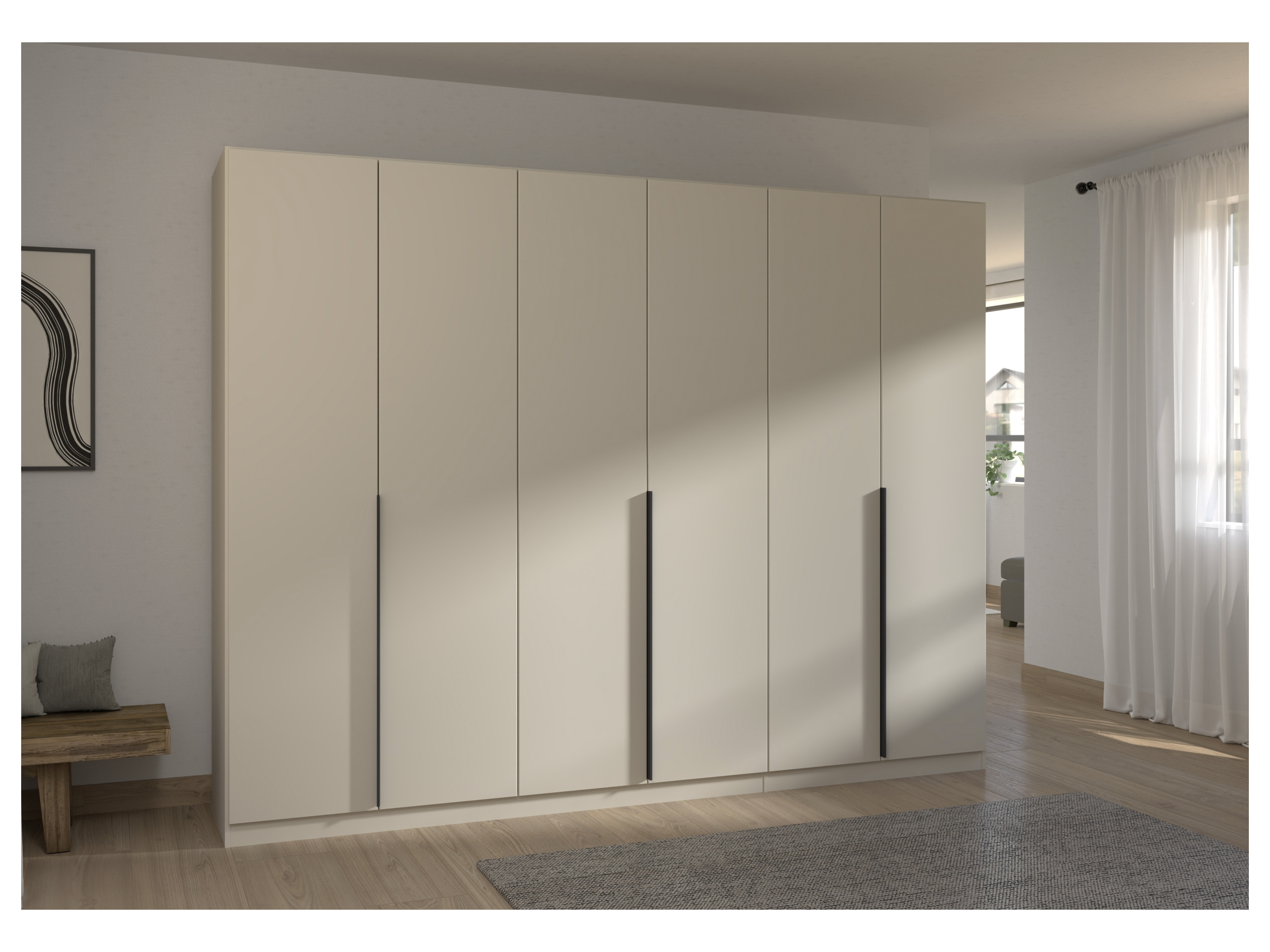 RAUCH ORANGE Drehtürenschrank Alabama (Basic-Zubehör, Beige-Champagner, Griffe Grau, 271 x 210 cm) – Bild 2 von 4