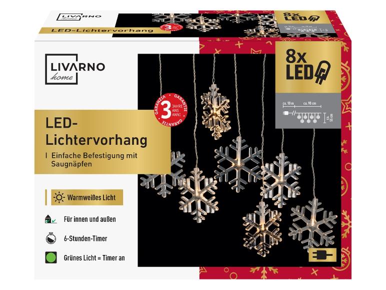 LIVARNO home LED-Lichtervorhang mit Schneeflocken-Design, 3 Jahre Garantie