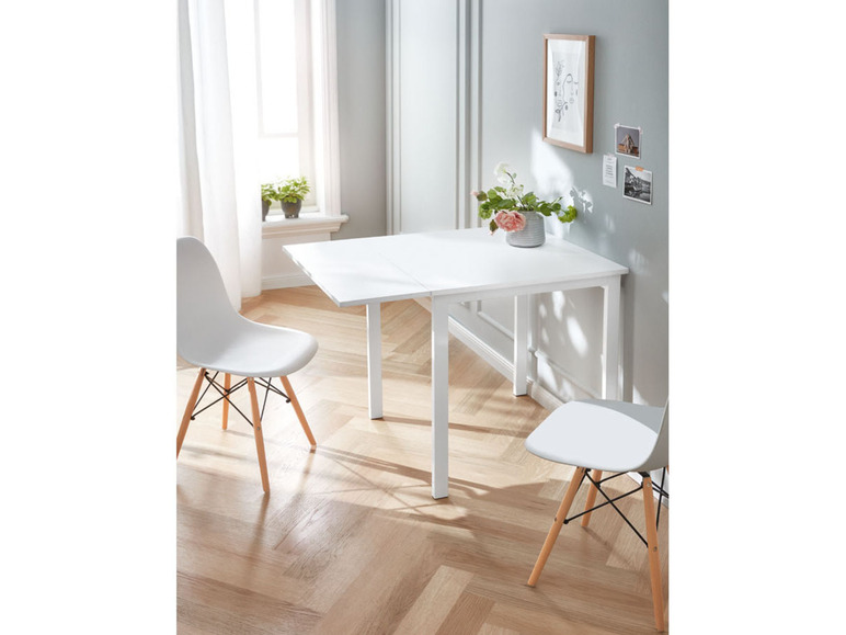 Gehe zu Vollbildansicht: Livarno Home Tisch, mit klappbarer Tischplatte, weiß - Bild 2