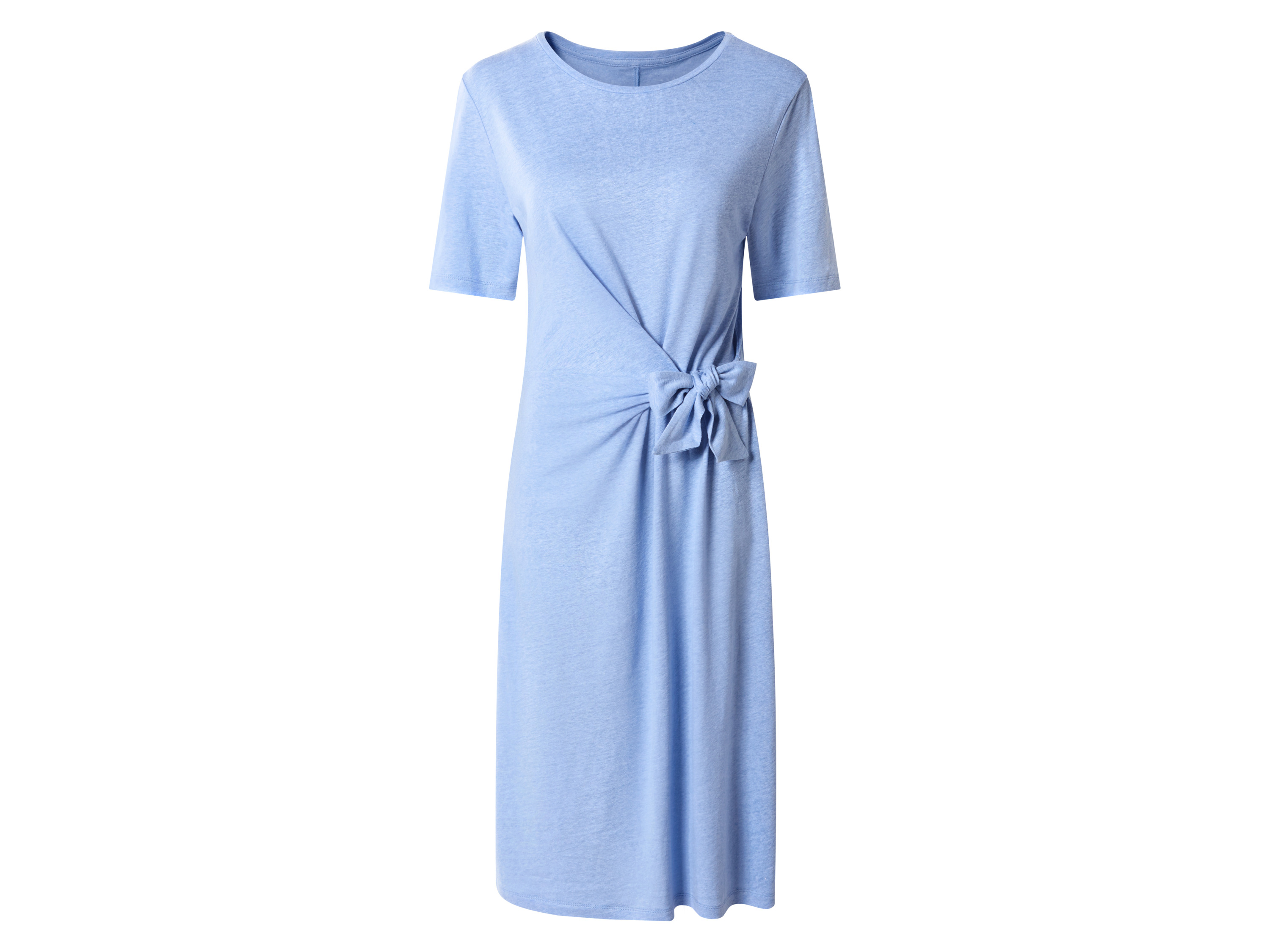 ESMARA® Damen Kleid mit Leinen (Blau, L (44/46))
