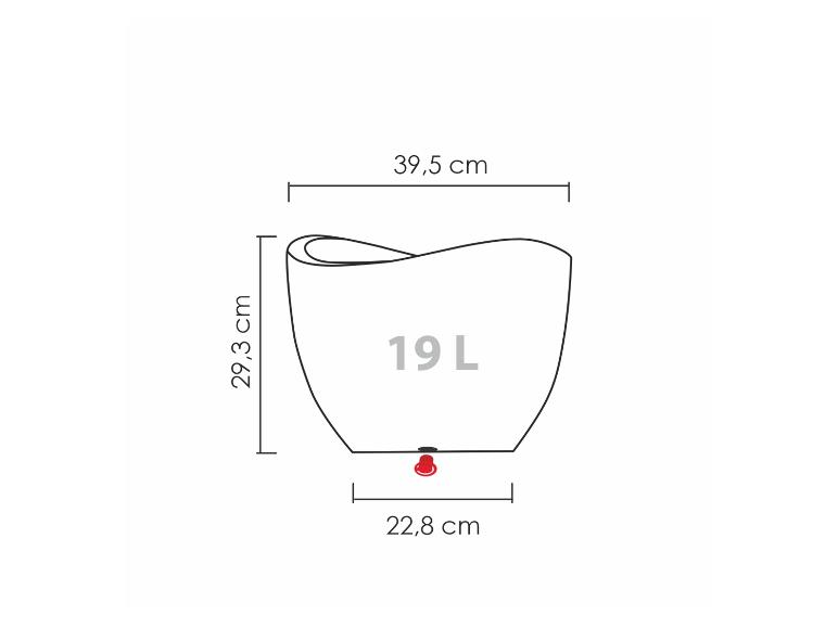 Maße eines 19L Topfes.