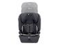 Schwarzer Kindersitz mit verstellbarer Kopfstütze und Sicherheitsgurten