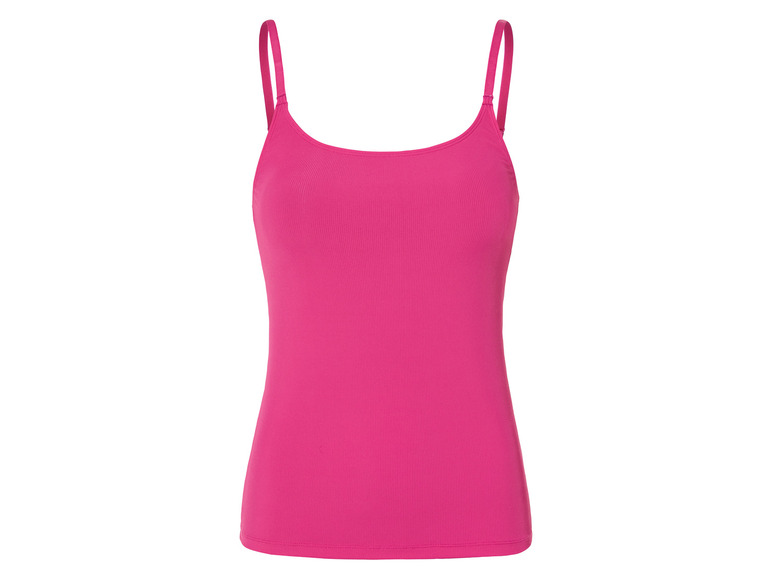 Ein enges, rosafarbenes Tanktop mit Spaghettiträgern.