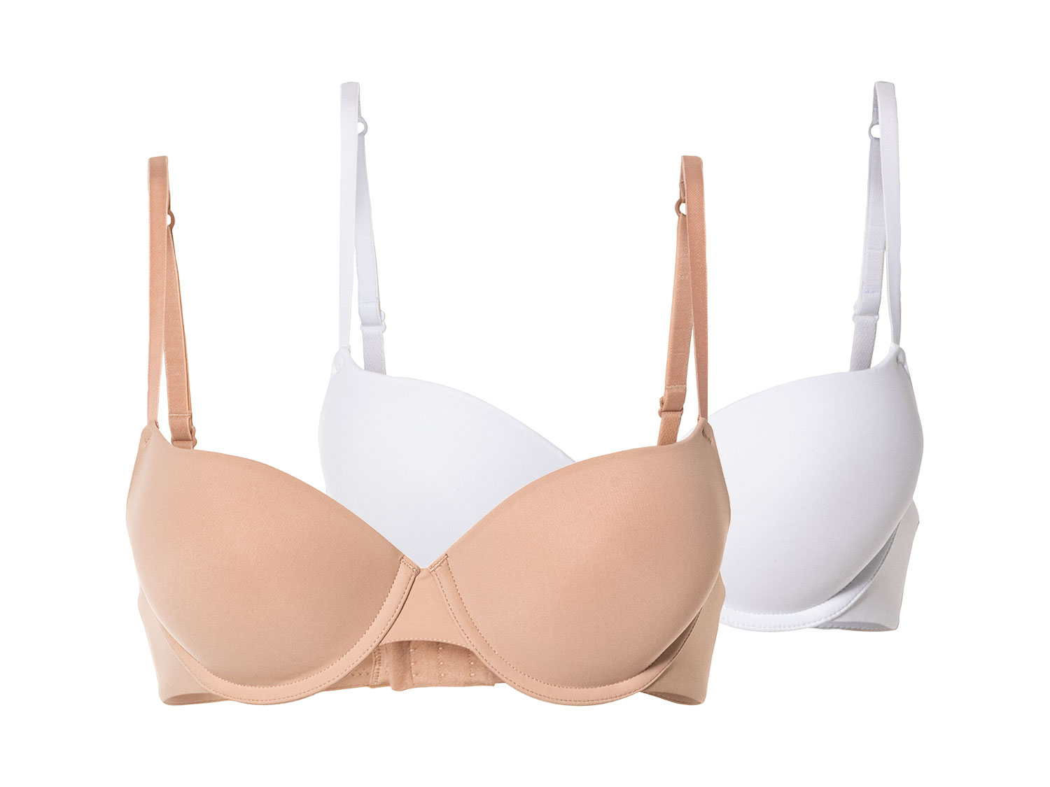 esmara® Damen Push Up BHs 2er Set (85D, beige/weiß) | 04335633077737