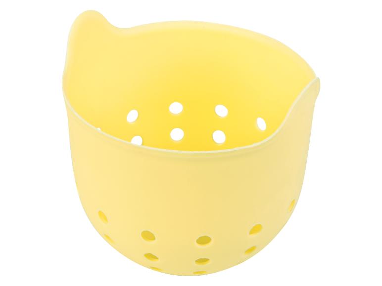 Ein gelber Eikorb aus Plastik.