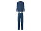 Marineblauer Herrenpyjama mit langärmeligem Oberteil und langer Hose.