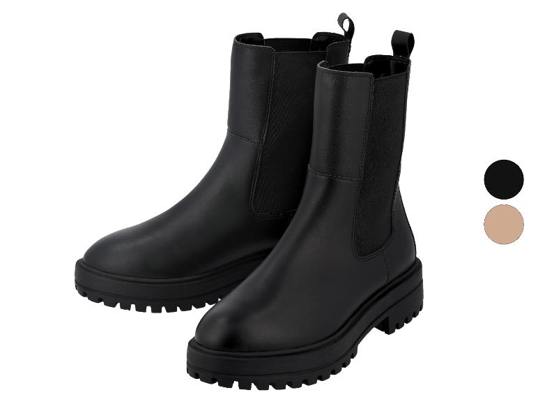Schwarze Leder Chelsea Boots mit dicker Sohle