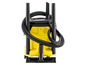 Ein gelber Karcher Staubsauger mit Schlauch und Düse.