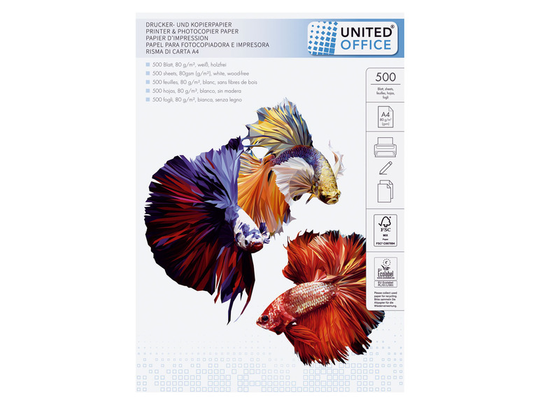 Gehe zu Vollbildansicht: UNITED OFFICE Kopier- und Druckerpapier, DIN A4, 5 x 500 Blatt - Bild 1