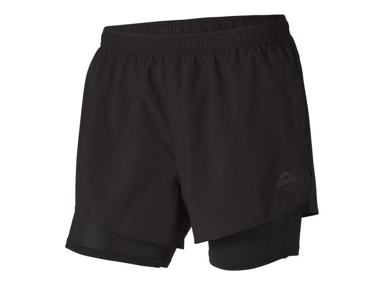 Schwarze Crivit Sportshorts, doppelt gefüttert.