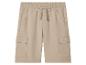 Beige Herren-Cargoshorts mit Kordelzug.