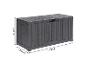 Graue Outdoor-Aufbewahrungsbox mit Deckel, ca. 115 x 51,5 x 58,5 cm.