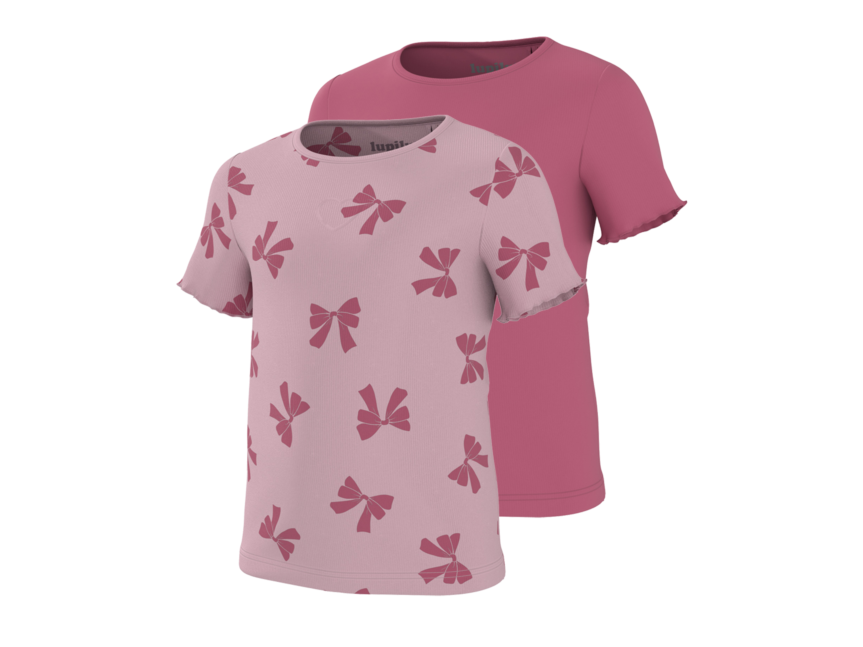 LUPILU® Kleinkinder T-Shirt, 2 Stück (Schleife/rosa, 98/104)