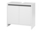 Weißes Badezimmermöbel mit zwei Türen.