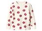 Cremefarbenes Langarmshirt mit rotem Blumenmuster.