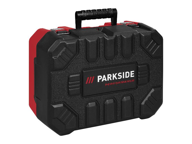 Schwarzer und roter Parkside Performance Werkzeugkoffer mit Griff
