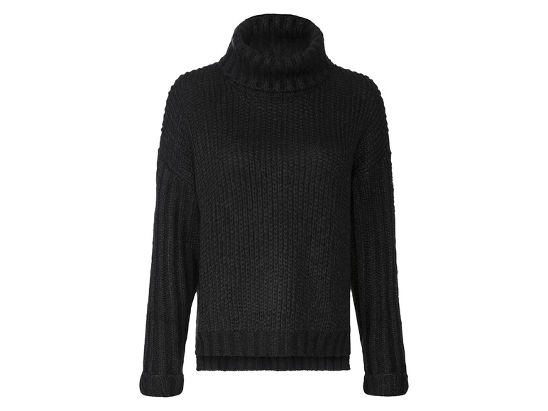 Ein schwarzer Pullover mit Rollkragen.