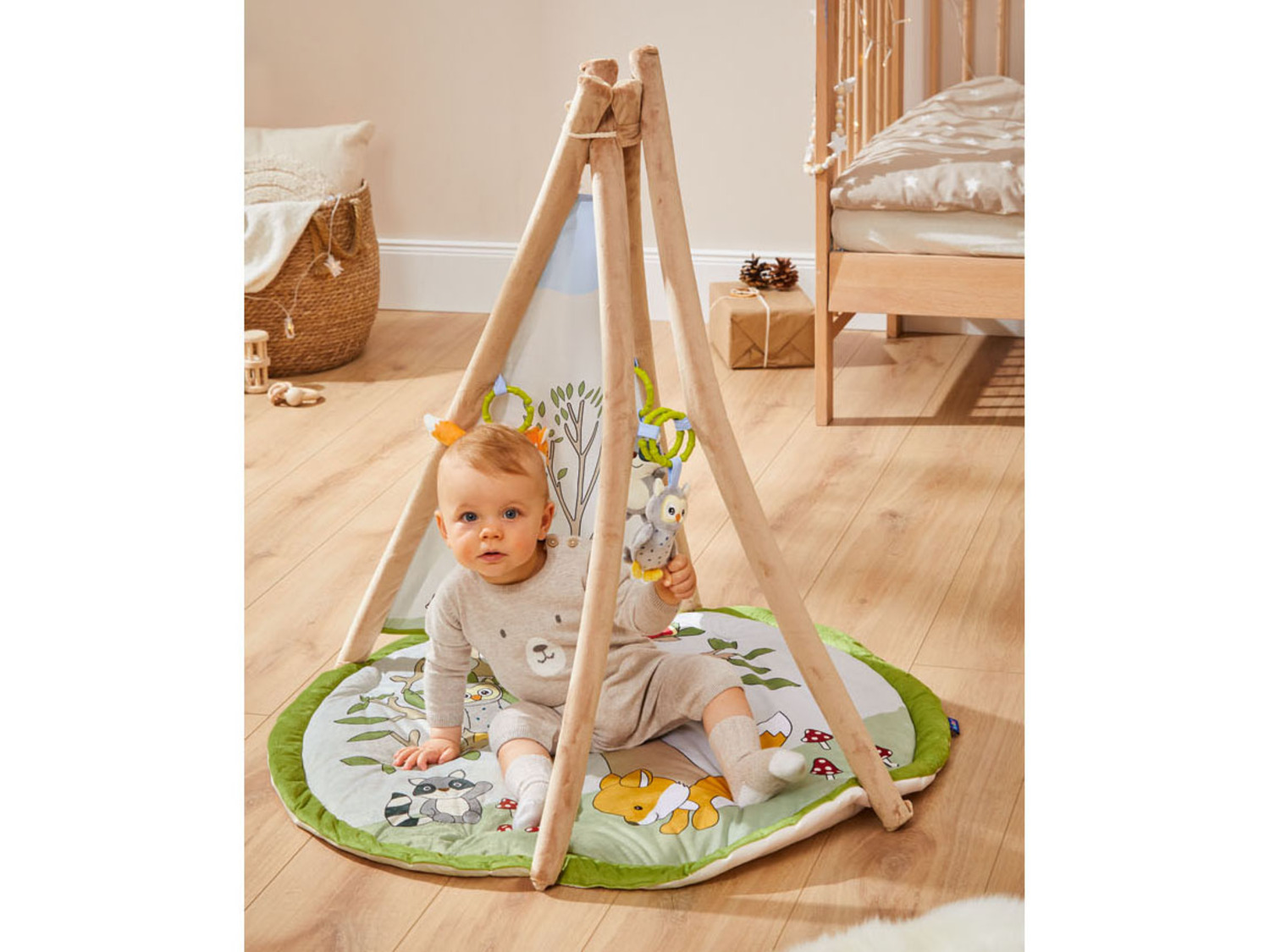 lupilu® Baby-Activity Tipi / Decke, mit bunten Plüsch-…